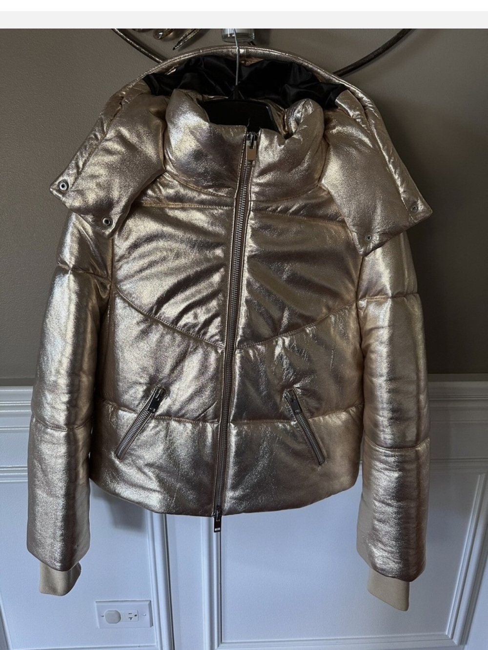 Walter Baker Metallic Gold Puffer Coat
